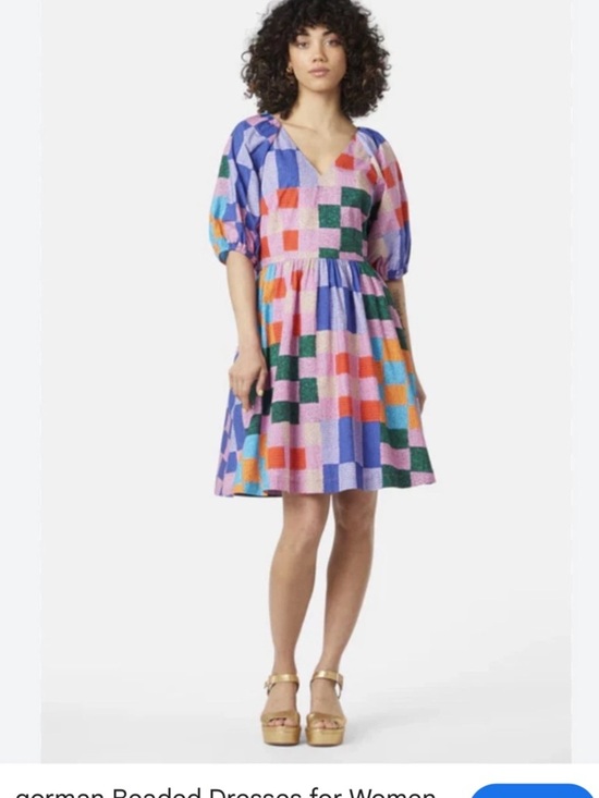 Dresses & Skirts - Gorman Patchwork Geometric Organic Cotton Mini Dress Size 18 Puff Sleeve Dress
